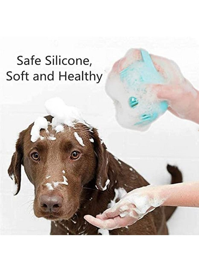 فرشاة استحمام شامبو للحيوانات الأليفة، فرشاة استحمام مطاطية لتدليك مهدئ للكلاب، موزع شامبو لفرشاة تدليك الحيوانات الأليفة، فرشاة ناعمة من السيليكون بشعيرات مطاطية للكلاب والقطط (أزرق) - Image 4