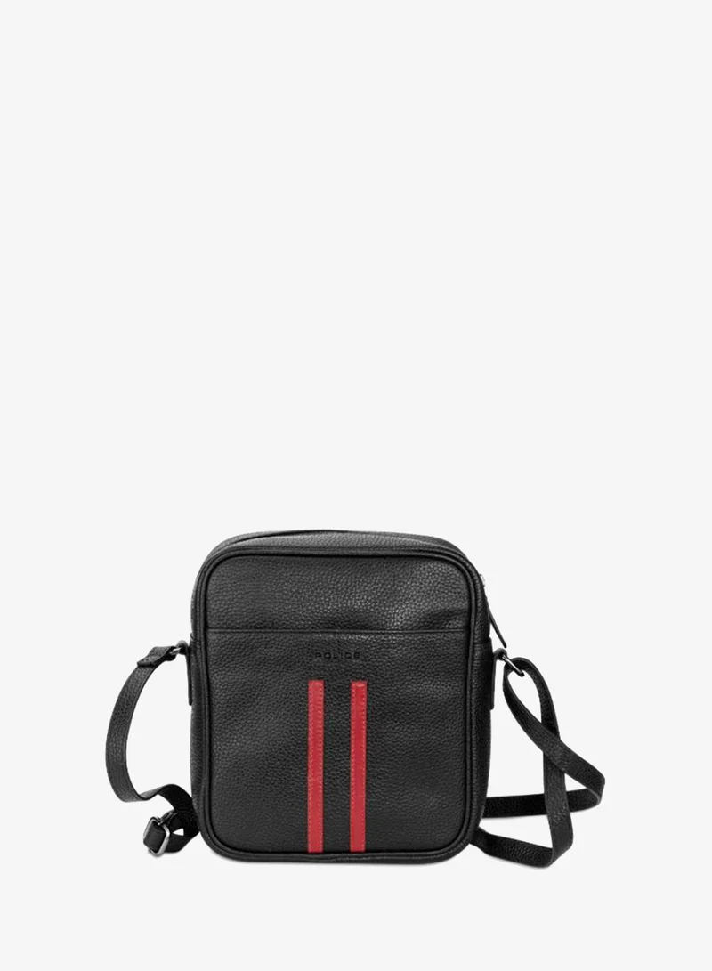 Police  Horipip X-Body Black Black with Red Stripes Leather Crossbody Bag for Men for Men | Best Price UAE