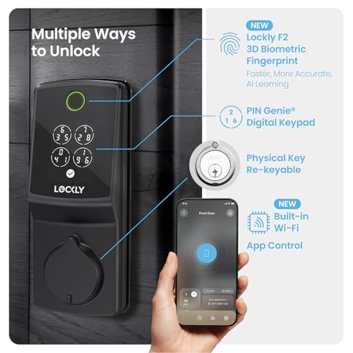 Lockly Secure Pro (2025 Latest Version), Smart Lock with Built-in Wi-Fi, New-Gen Fingerprint Door Lock, Keyless Entry Deadbolt, PIN Genie Keypad, Auto Lock, App Remote Control, Easy Installation - Image 2