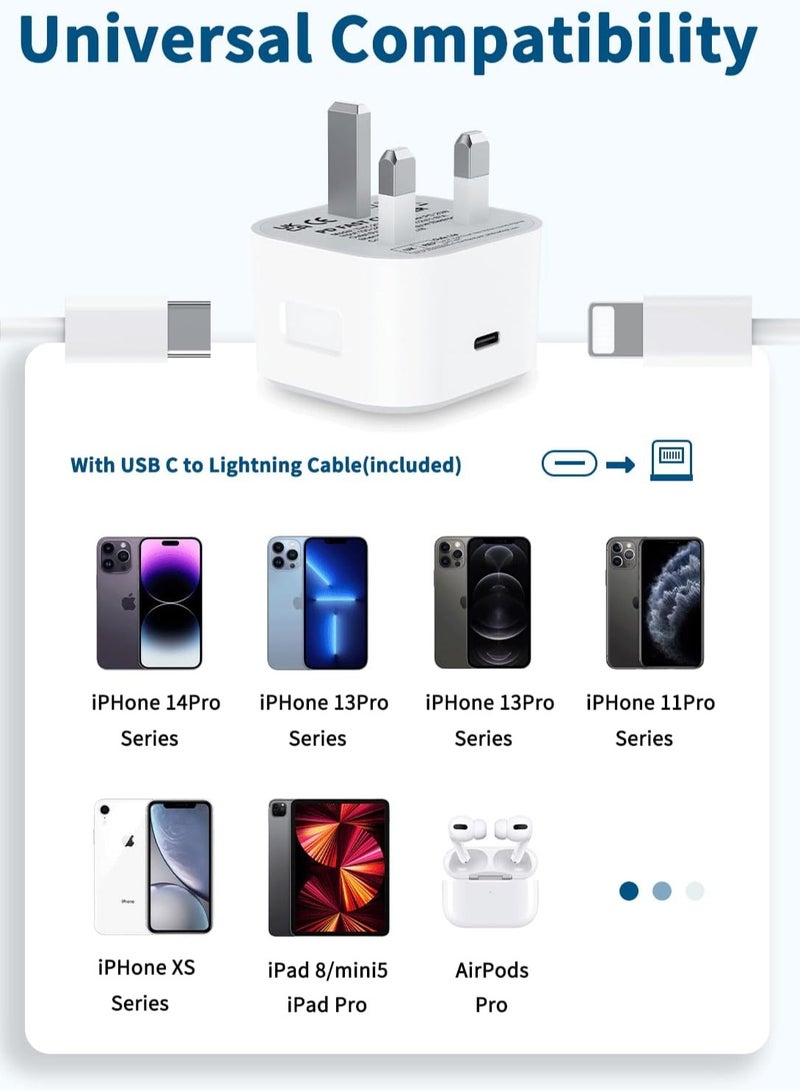 Appeal Fast iPhone Charger 20W USB C Wall Charger with USB C to Lightning Cable Fast and Safe Charging Experience Compatible with iPhone 14/14 Pro/14 Pro Max/13/12/SE2020/11/XR/XS Max/X/iPad - Image 2