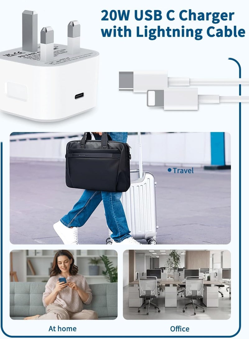 Appeal Fast iPhone Charger 20W USB C Wall Charger with USB C to Lightning Cable Fast and Safe Charging Experience Compatible with iPhone 14/14 Pro/14 Pro Max/13/12/SE2020/11/XR/XS Max/X/iPad - Image 3