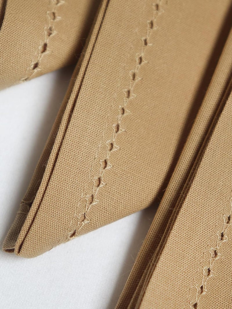 Zeba World Dinner Table Napkins 100% Cotton Set of 6 pcs | Fagotting Embroidery | Washable and Reusable Napkins for Dinner Table - Beige - 16x16 inches (40x40cms) (Pack of 6) - Image 4