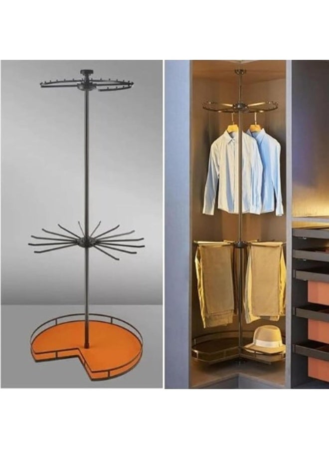 eurocliq 360Rotating Corner Coat and Clothes Rack  Multifunctional Wardrobe Hanger for Closet Storage, Space-Saving Trouser and Garment Organizer  - Image 2