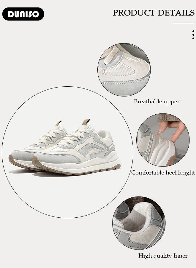 DUNISO Women's Soft-soled Sneakers Low Top Walking Shoes for Lady Comfortable Lace Up Fashion Casual Shoes for Indoor Outdoor Travel Work and Breathable Running Shoes - Image 2