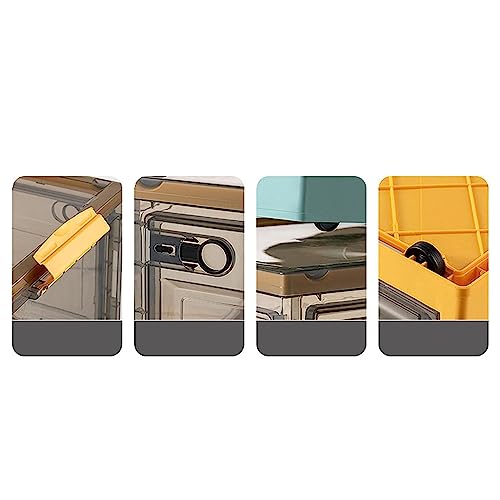 Home-Cloud HomeCloud Folding Storage Box with Lid, Large Clear Collapsible Stackable Storage Box with Wheels, Foldable Plastic Storage Bins for Organizer (L47cm x W35cm x H24cm) (Medium, Yellow) - Image 3