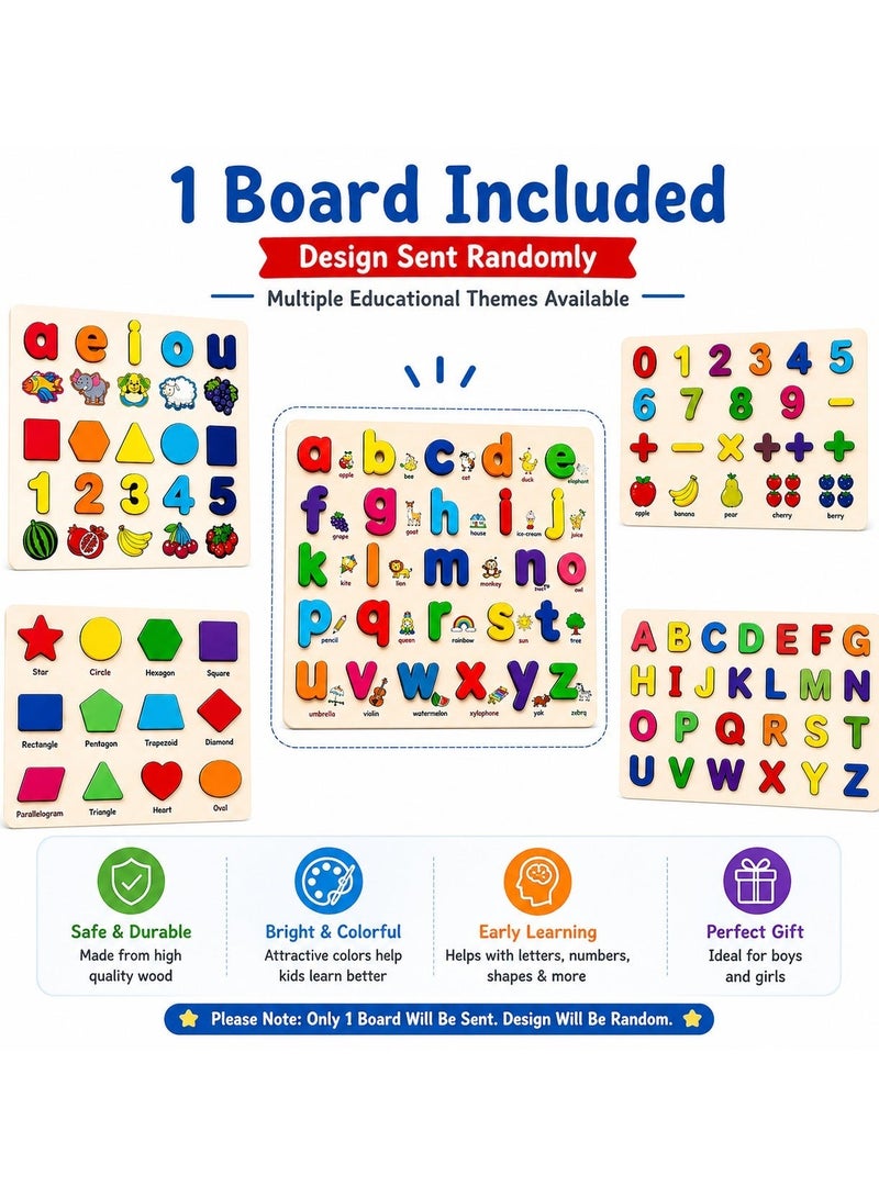 Lukadah Wooden Shape Sorting Puzzle Board for Toddlers in Mixed Designs | Montessori Learning Toy | Alphabet, Numbers, Shape, Matching Game | Color & Shape Recognition Learning Game | Early Brain Development Preschool Toy, Educational Toys for Kids Age 2, 3, 4 Years - Image 4