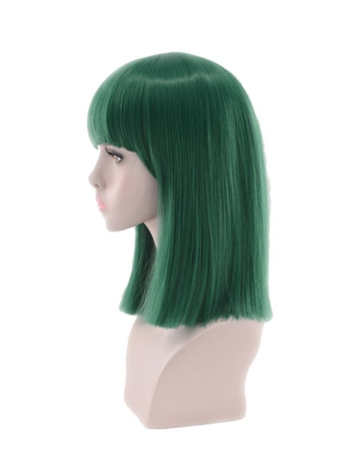 إستيل شعر مستعار نسائي بوب مستقيم باروكات شعر مستعار اصطناعي للحفلات باللون الأخضر الداكن - Image 4