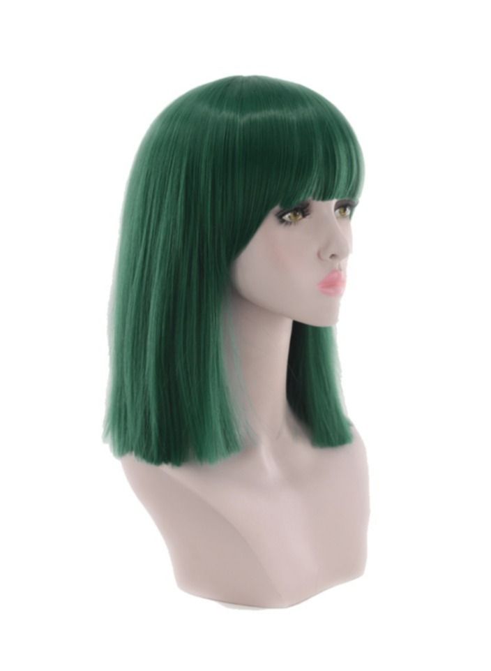 إستيل شعر مستعار نسائي بوب مستقيم باروكات شعر مستعار اصطناعي للحفلات باللون الأخضر الداكن - Image 3