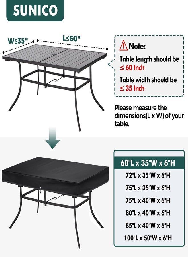 SUNICO Outdoor Patio Table Cover Rectangle, Waterproof Outdoor Patio Furniture Cover for Tables 60x35x6 Inch - Image 2