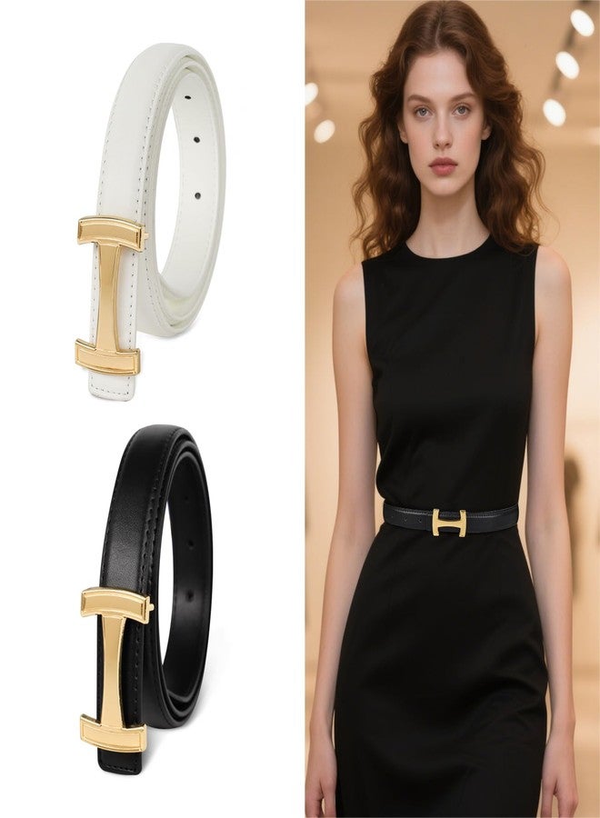 اكستري أحزمة إكستري بإبزيم ذهبي للنساء، حزام خصر أنيق، حزام نسائي فاخر، هدية مثالية للنساء، مناسب للفساتين والجينز، تصميم بإبزيم ذهبي من الجلد الأسود، مقاس 28-31 (مقاس البنطلون 6-10) - Image 5