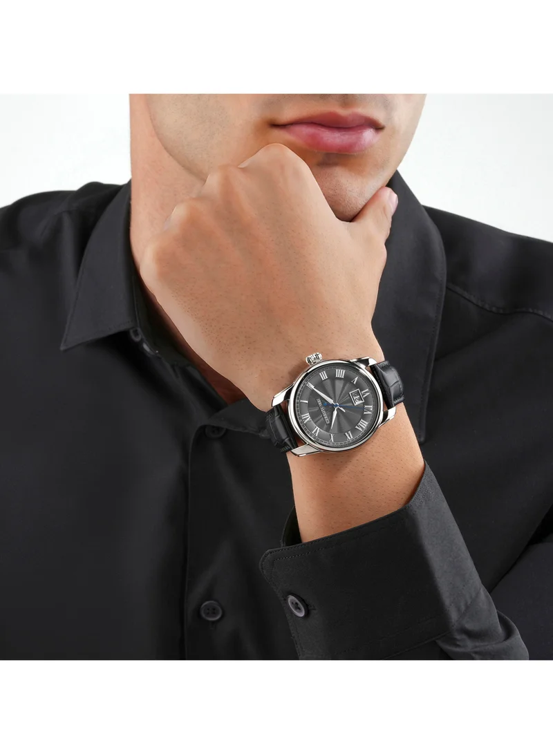 شيروتي 1881 Balvano 41mm Men's Analog Watch with Black Genuine Leather Strap