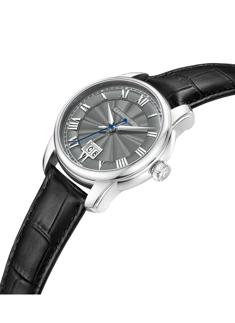 شيروتي 1881 Balvano Men's 41mm Watch with Sapphire Coated Glass, Cool Grey Dial & Genuine Leather Strap