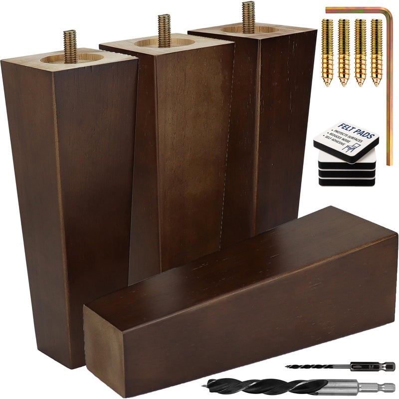 Airy Abode Premium Walnut Square Furniture Legs (Full Install Kit) - Pick Your Size and Color - Image 1