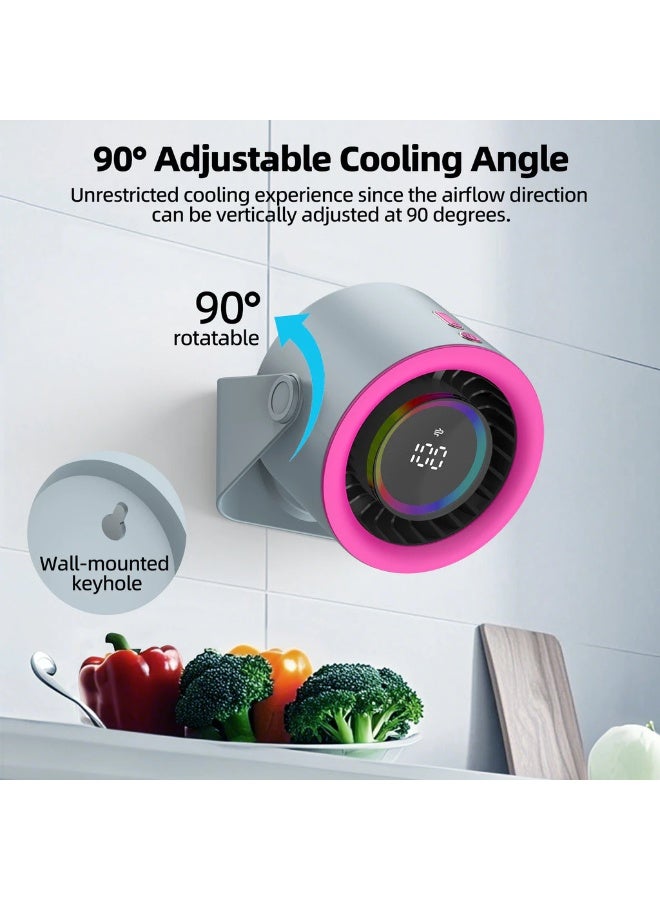 جوجودوك مروحة مكتب توربو عالية السرعة 2 في 1 من GOOJODOQ مع 100 سرعة رياح، شاشة LED وإضاءة RGB، رمادي كلاسيكي - Image 4