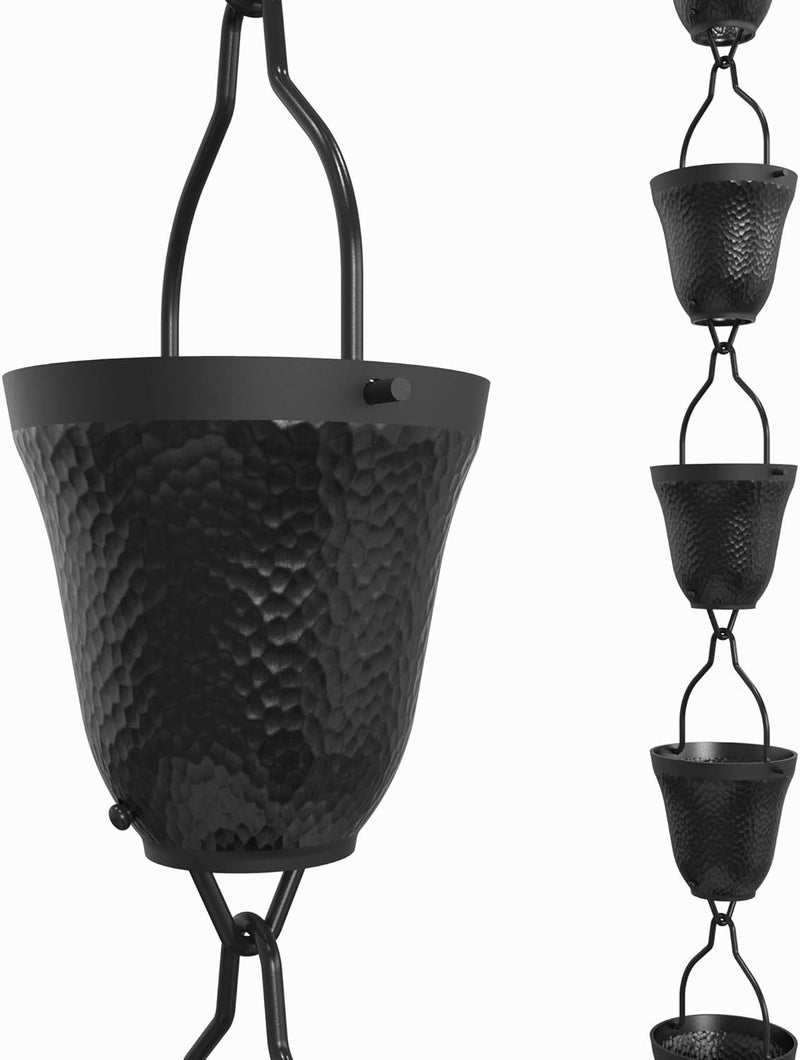 Rain Chains Direct Store - Contempo Rain Chain - 8.5 FT - Durable Black Powder-Coated Aluminum - Premium Rain Chains for Gutters - Image 1
