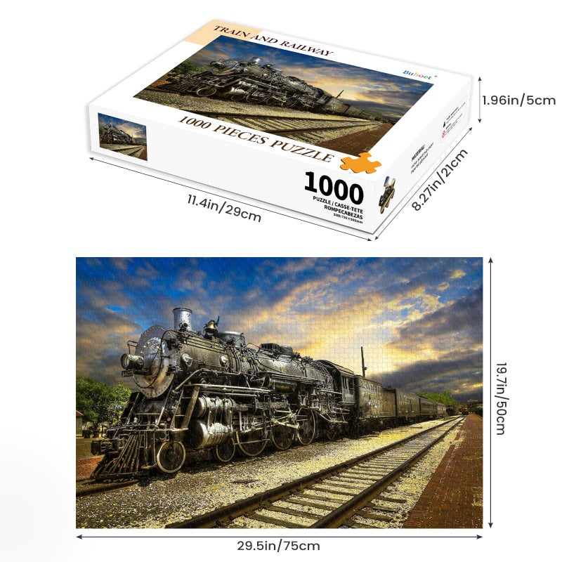 Buhoet Jigsaw Puzzles 1000 Pieces for Adults - Train Landscape - Wooden Puzzle - Unique Suitable for Teenagers and Adults, Home Decoration(75x50cm) - Image 3