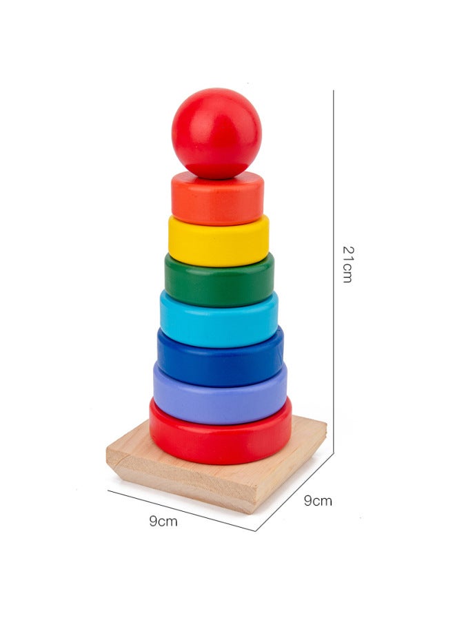 junxuan Children's Early Education Shape Cognition Matching Building Blocks Three-column Rainbow Tower Set Column Jengle Baby Enlightenment Educational Toys - Image 1