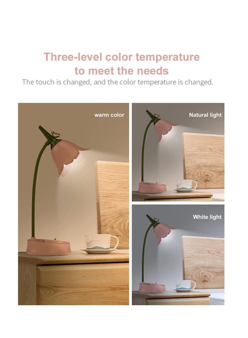SYOSI Cordless Table Light Adjustable Gooseneck Dimmable Touch Rechargeable Battery Eye-Caring Night Light for Kids Mini Cute Lamp for College Dorm Bedroom Reading - Image 3
