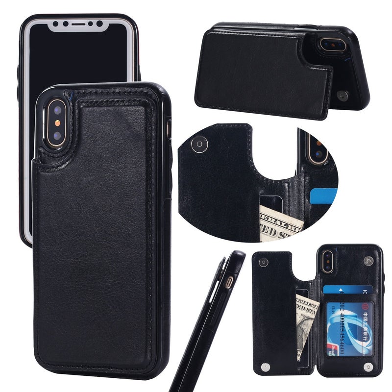 Business Leather Flip Case with Card Slot for iPhone 17 Pro - Crazy Horse Texture, Magnetic Stand, Drop Protection