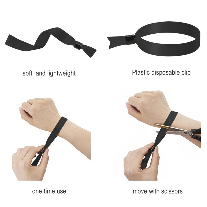 Event Wristband 100 Pcs Tamper-Evident Security Fabric Wristband - Quick Setup Adjustable Fit Cloth Wristband for Concerts Festivals Parties Corporate Functions - Image 3
