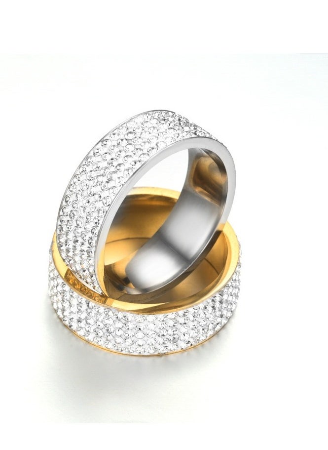 ROMAD 8MM Titanium Steel Five-Row Diamond Ring – Fashion Ring with AAA Clear Diamonds, Handcrafted, Hypoallergenic, Scratch-Resistant, Wedding & Daily Jewelry  - Image 5