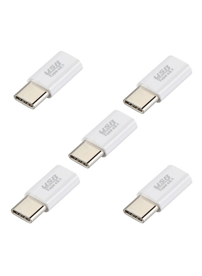 NIBEMINENT Pack Of 5 USB-C To Micro USB Cable White