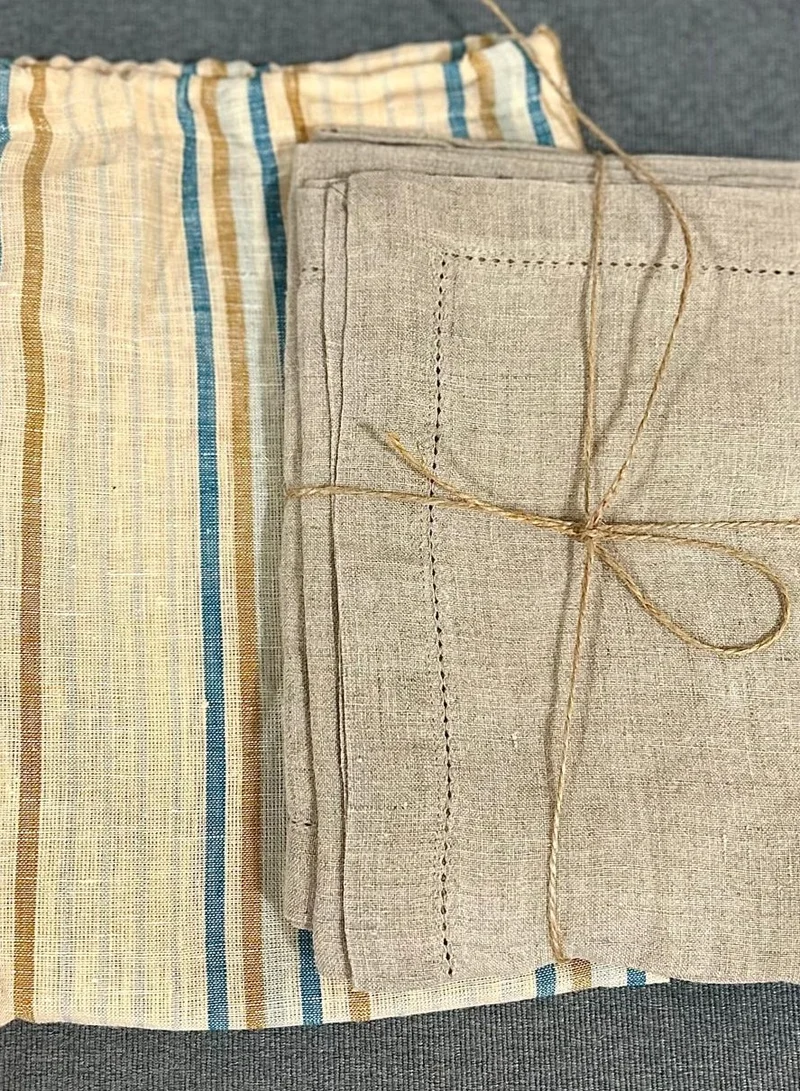 Tohfa Luxe Stone Hemstitched Linen Napkin - Set of 4