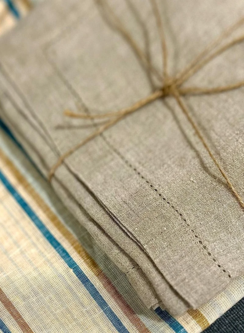 Tohfa Luxe Stone Hemstitched Linen Napkin - Set of 4