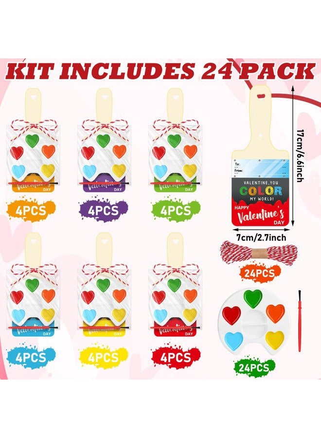 Noveread 24 Pack Valentines Day Gifts: 24 Pcs Valentines Cards, 24 Pcs Watercolor Paint, 24 Pcs Gold Foil Ropes - Heart Style Craft Kit for All Ages - Image 3