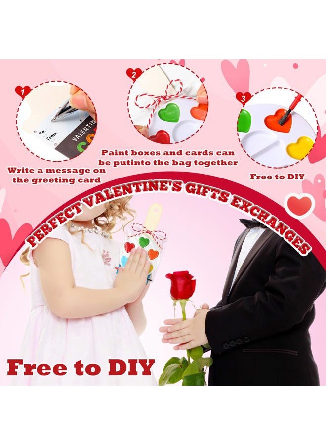 Noveread 24 Pack Valentines Day Gifts: 24 Pcs Valentines Cards, 24 Pcs Watercolor Paint, 24 Pcs Gold Foil Ropes - Heart Style Craft Kit for All Ages - Image 5