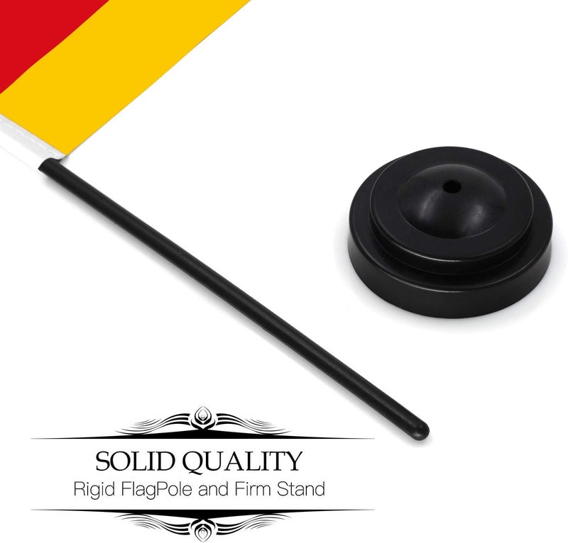 Anley Germany Deluxe Desk Flag Set - 6 x 4 Inch Miniature German Desktop Flag with 12" Solid Pole - Vivid Color and Fade Resistant - Black Base and Spear Top - Image 5