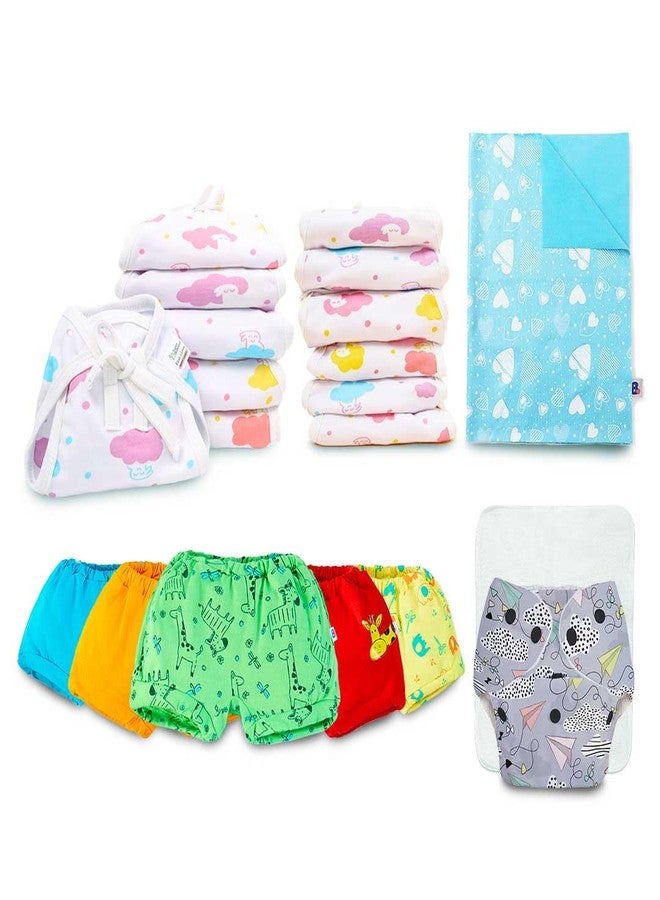 سوبربوتمز حفاضات قماشية أساسية قابلة لإعادة الاستخدام من سوبربوتومز (طائرة) للأطفال من عمر 0-3 سنوات | 5 سراويل داخلية فائقة النعومة للأطفال من عمر 6-9 أشهر | 12 قطعة قماش أساسية ناعمة وجيدة التهوية للأطفال من عمر 0-9 أشهر | 1 سجادة تغيير حفاضات مقاومة للماء، للأطفال الرضع - Image 1
