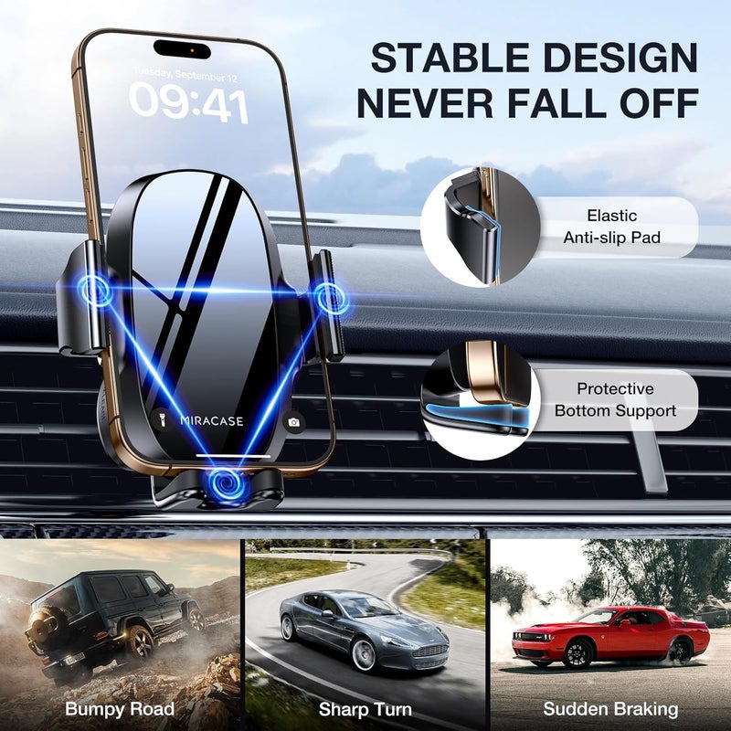 Miracase Upgraded-2nd Generation Universal Phone Holders for Your Car, Hands Free Air Vent Car Phone Holder Mount Compatible with iPhone 16/15/14/13/12/11 Series and All Phones - Image 2