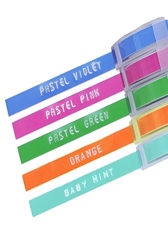 oddpod™ 5 PCS Motex Original Embossing Label Maker Tapes Refill for DIY, Scrapbooking & Craft 9mm x 3M - Pastel Assorted - Image 2