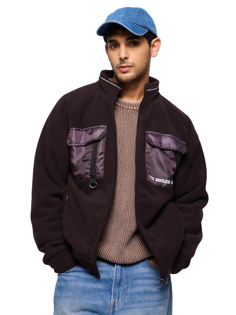 The Souled Store Utility Jacket : Plum Long Sleeve Button Front Jackets for Men and Boys - Image 1
