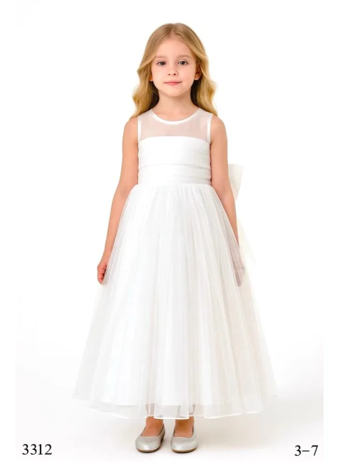 VIA BAMBINO Cream Pearl Tulle Couture Dress