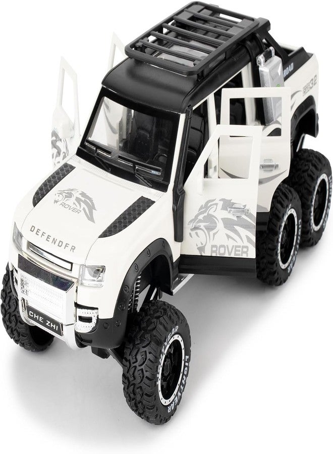 PEZYOX 1:24 Land Rover Defender Six Wheels Off-Road Pickup Car Model, Pull Back Diecast Truck Collectible with Sounds & Lights, Gift for Kids, Boys, Girls, and Adults (White) - Image 1
