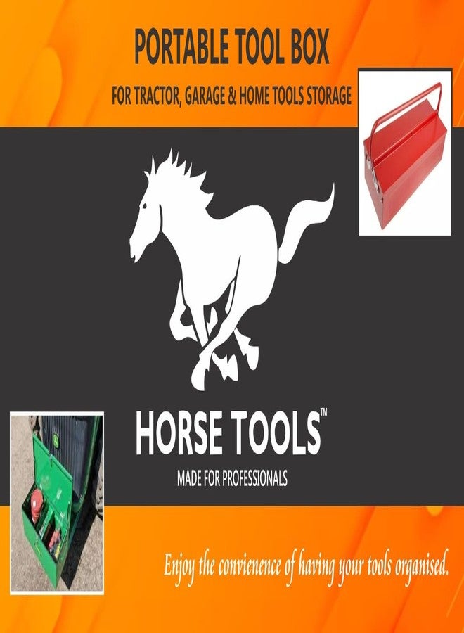 HORSE TOOLS صندوق أدوات هورس، 5 أقسام مع 4 صواني، للاستخدام المنزلي والاحترافي والبودرة، للاستخدام المنزلي والجراج (برتقالي) - Image 5