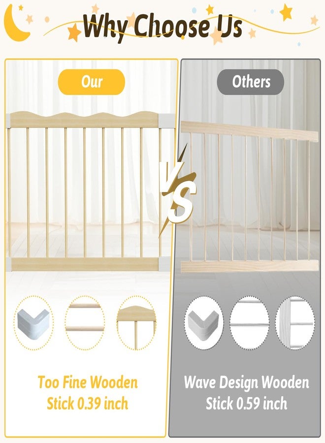 Deeteck Wooden Baby Playpen 65”×65” Safe Indoor Play Yard with Secure Lock Gate, Reinforced Solid Wood Fence, 30 Ocean Balls Included, Easy Assembly Baby Play Pen for Toddlers - Image 4