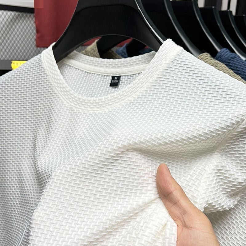 Source Manufacturer Thin Bamboo Ice Silk T-Shirt Men'S Short-Sleeved Summer Elastic Slim Fit Comfortable Cool Top Casual Trendy - Image 1