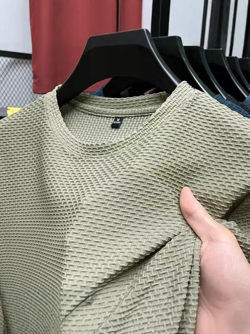 Source Manufacturer Thin Bamboo Ice Silk T-Shirt Men'S Short-Sleeved Summer Elastic Slim Fit Comfortable Cool Top Casual Trendy - Image 4