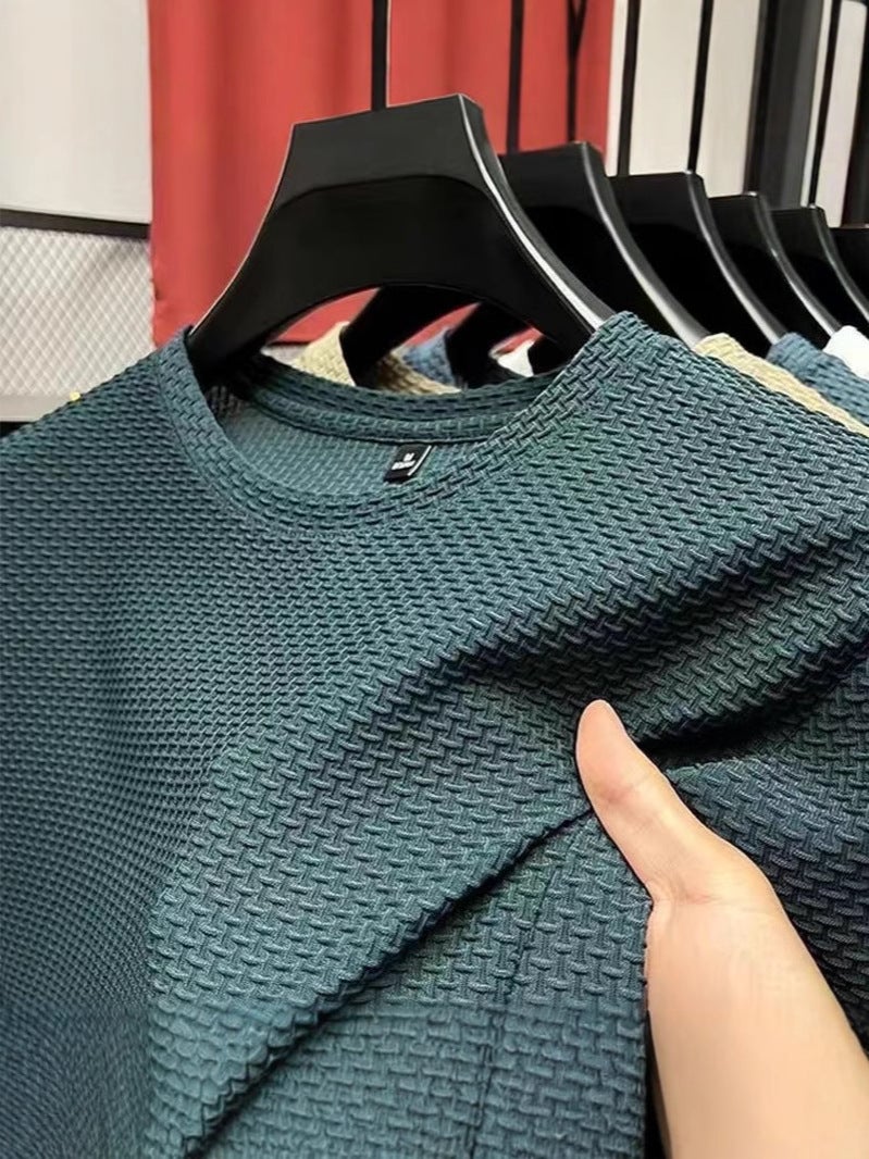 Source Manufacturer Thin Bamboo Ice Silk T-Shirt Men'S Short-Sleeved Summer Elastic Slim Fit Comfortable Cool Top Casual Trendy - Image 3