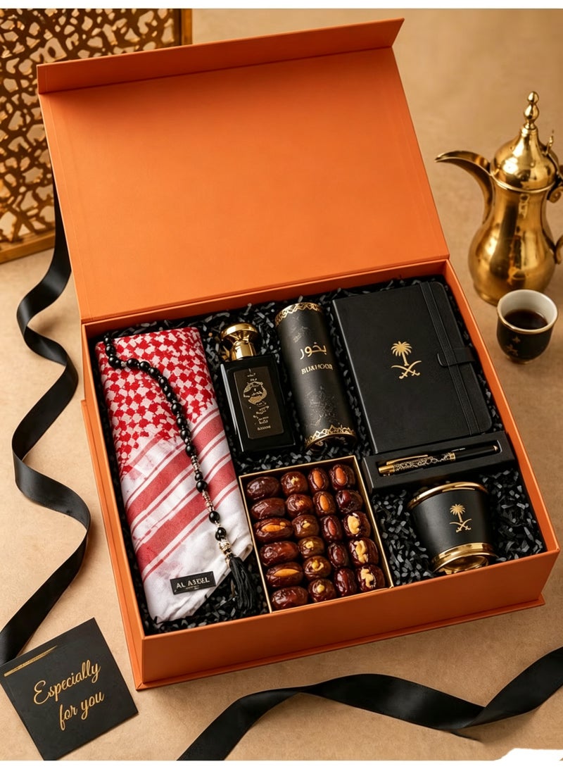 ميجا صندوق هدايا مغناطيسي فاخر، صندوق هدايا برتقالي مع شريط، قابل للطي مع غطاء، مناسب للعطلات، أعياد الميلاد، الذكريات، إلخ. (29*22*10 سم) - Image 4