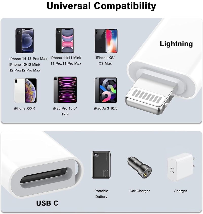 DesofIcon 2Pack Lightning Male to USB C Female Charging Adapter,[MFi Certified] Type C Charging Support Data Transmission Call Audio Connector Dongle for iPhone 14/13/12/11/8/7/XS/Plus/Pro Max/6/5 iPad No Call - Image 4
