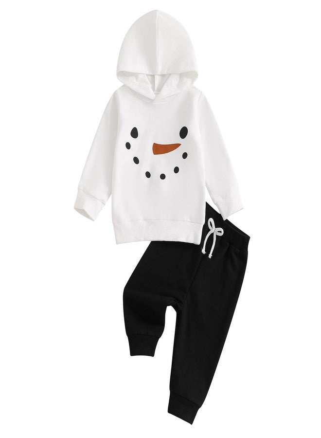 Ayalinggo Toddler Baby Boy Girl Christmas Outfits Long Sleeve Hoodie Snowman Sweatshirt Pants Cute Infant Fall Winter Clothes (White, 12-18 Months) - Image 1