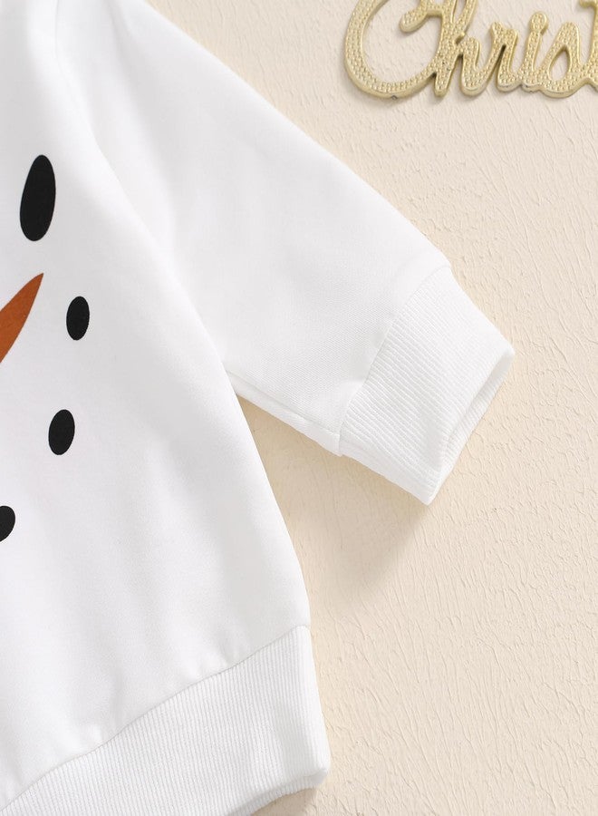 Ayalinggo Toddler Baby Boy Girl Christmas Outfits Long Sleeve Hoodie Snowman Sweatshirt Pants Cute Infant Fall Winter Clothes (White, 12-18 Months) - Image 5