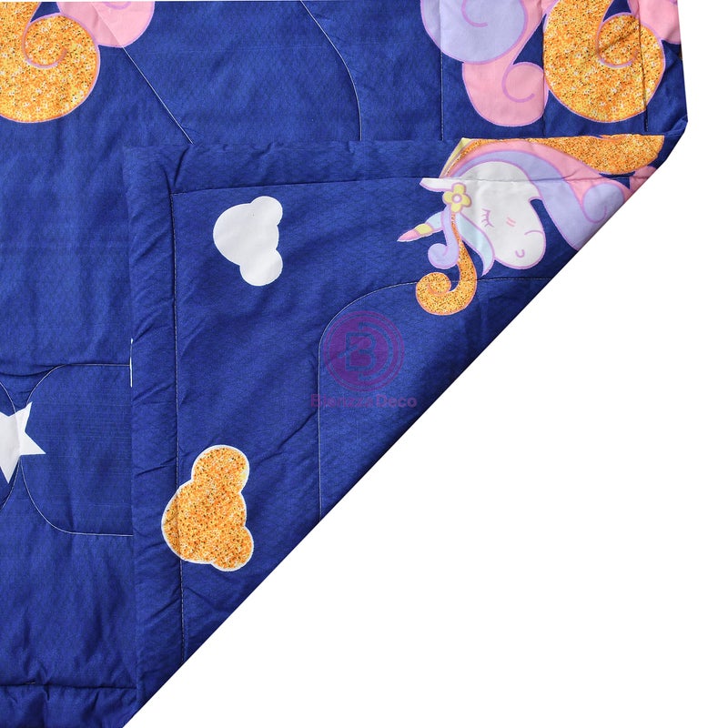 KitchDeco Kitch Deco™ Glace Cotton Single Bed Reversible Babies & Kids Comforter/Dohar/Quilt, 200 GSM (60x90 Inches) (Unicorn Head) - Image 2