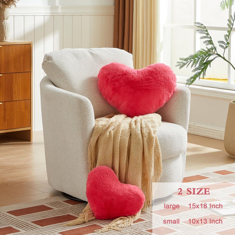 EastTree Heart Pillows  Carmine Heart Shaped Pillows  Ultra Soft Extra-Large Fluffy Pillows  Love Throw Pillows Gifts  Women Girls Living Room Decor 15x18 Inch - Image 2