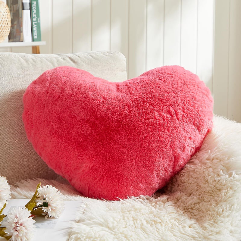 EastTree Heart Pillows  Carmine Heart Shaped Pillows  Ultra Soft Extra-Large Fluffy Pillows  Love Throw Pillows Gifts  Women Girls Living Room Decor 15x18 Inch - Image 1