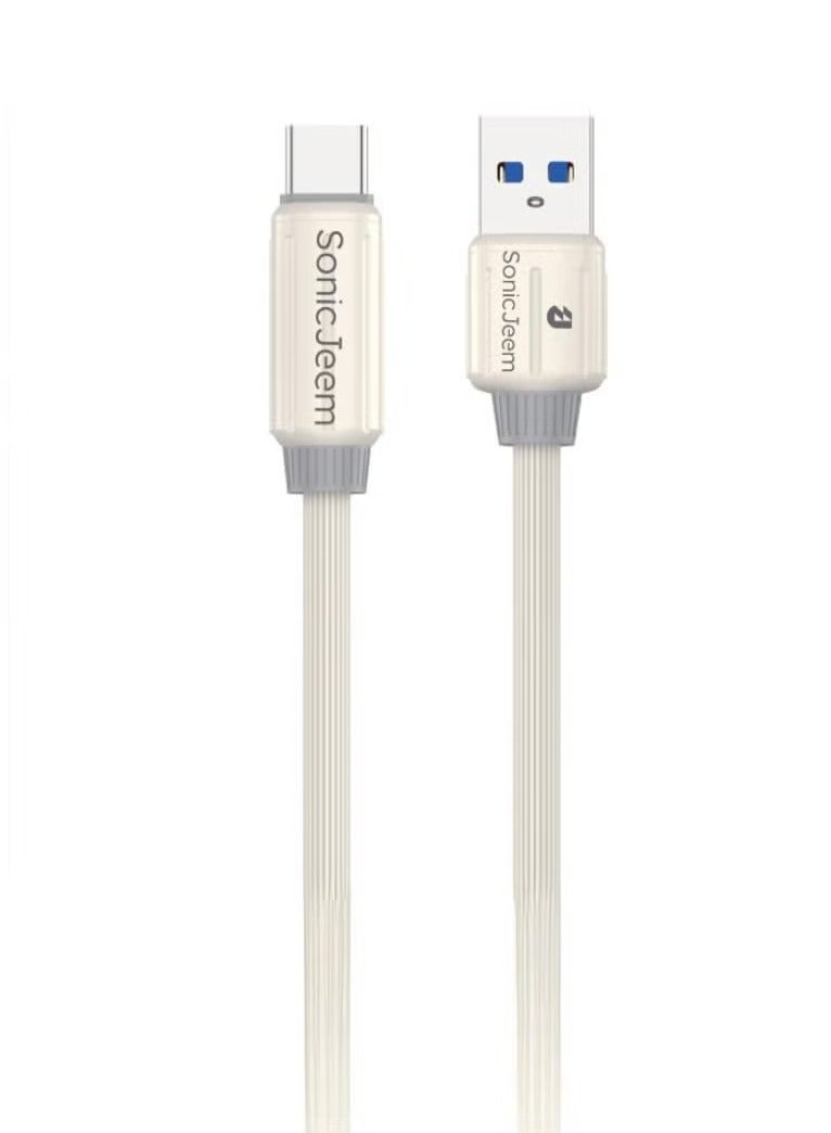 SONIC JEEM AE-Sonic Game Fast Charging 3.0A TYPE-C TO USB Cable, Tangle-Free, 1m, Supports Fast Charging, White - Image 1